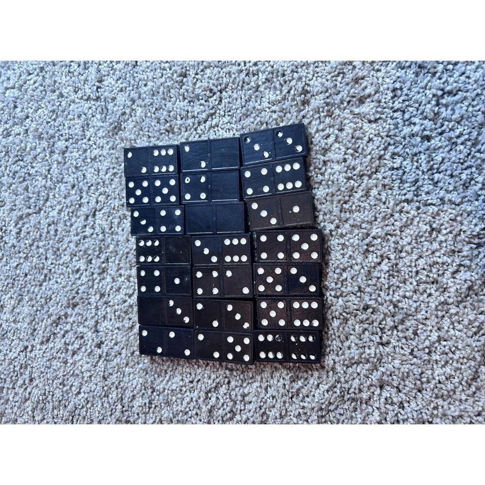 Vintage Black Domino Set with White Dots